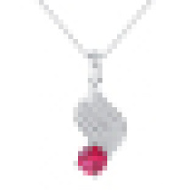 Elegante das mulheres 925 prata esterlina colar de pingente de cristal vermelho